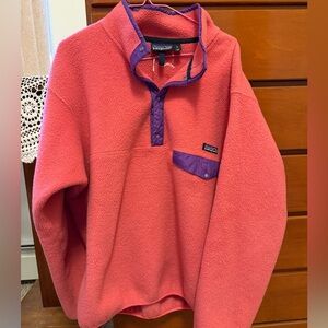 Vintage Patagonia synchilla fleece pull over pink and purple t- snap sweatshirt
